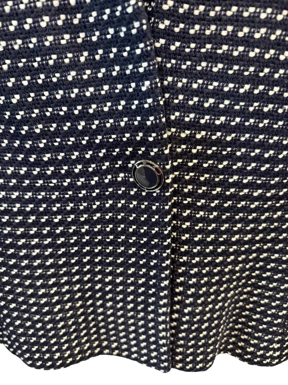 St. John Collection Navy & White Textured Knit Single-Button Blazer - Picture 4 of 4